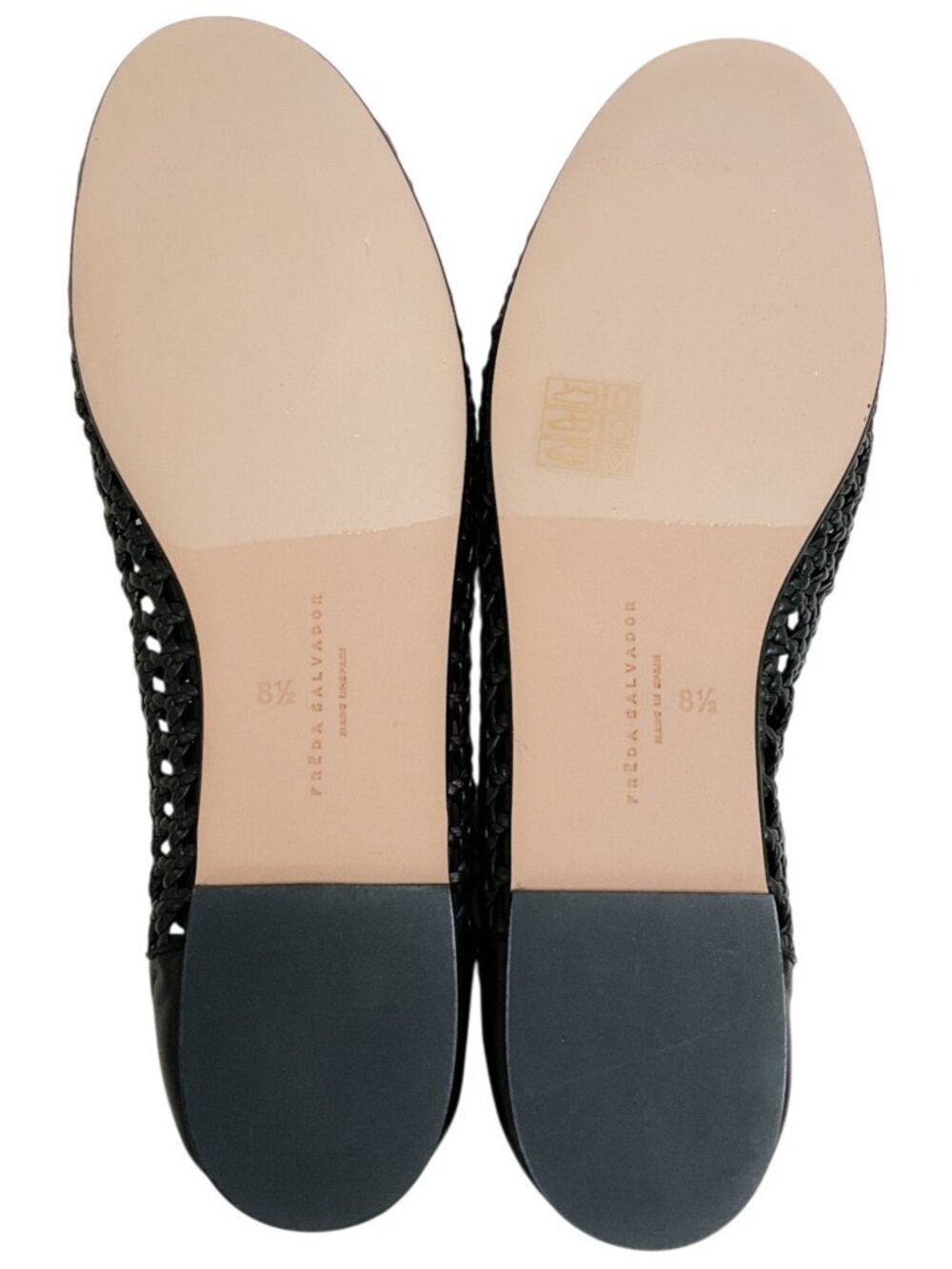 Freda Salvador Black Leather Riley Woven Round Toe Flats - Picture 9 of 11